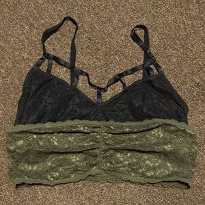 Lace Bralette Set in Black and Olive